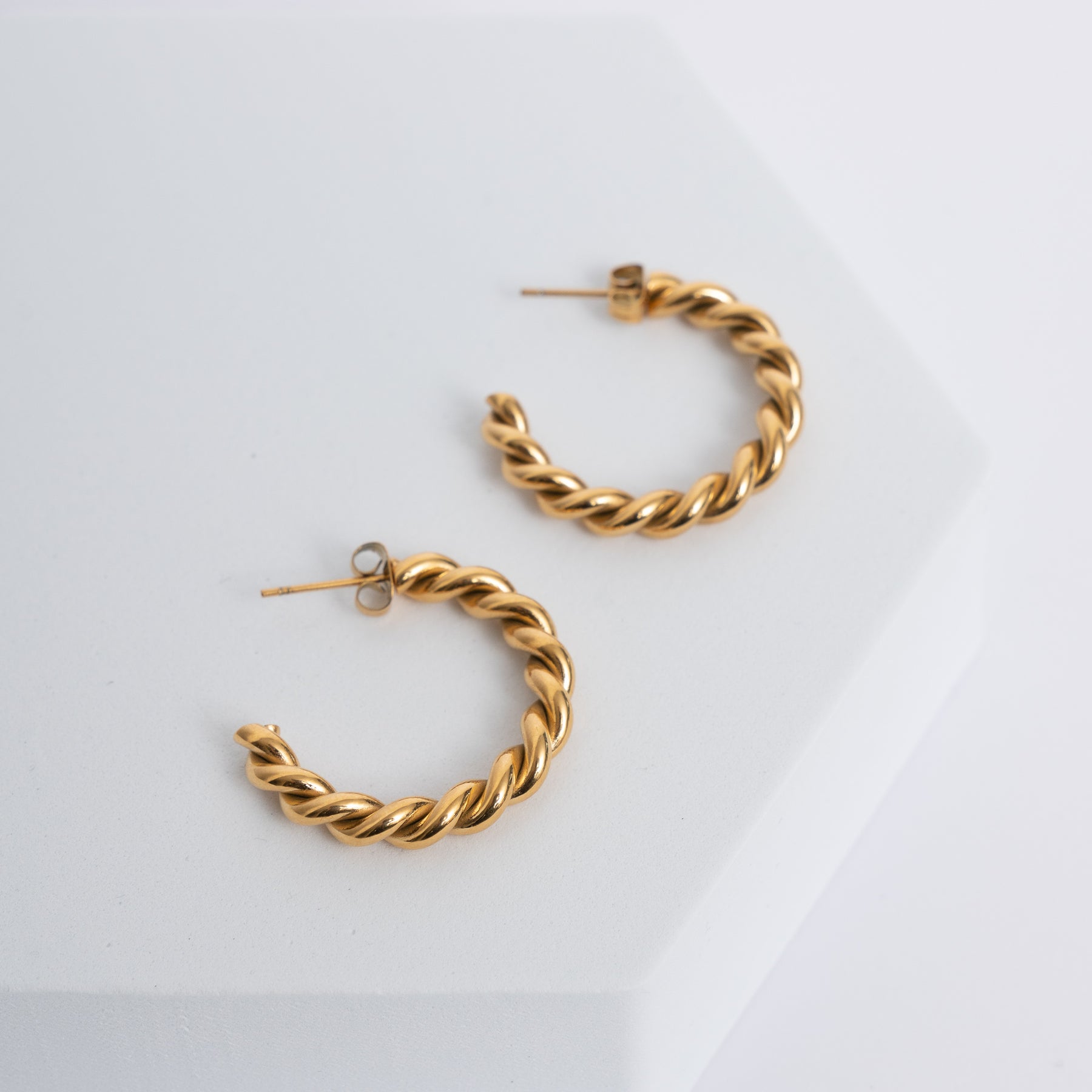 Gold twisted rope 2024 hoop earrings