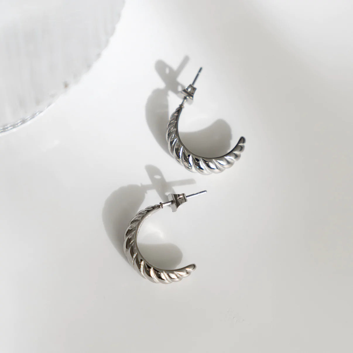 Petite Croissant Earrings - Silver